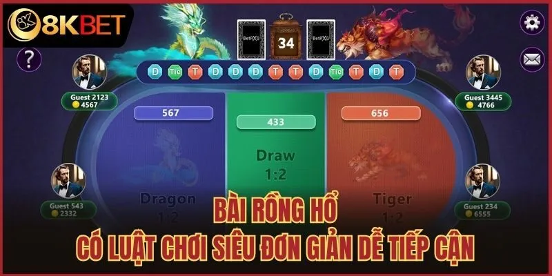 Bài rồng hổ có luật chơi siêu đơn giản dễ tiếp cận